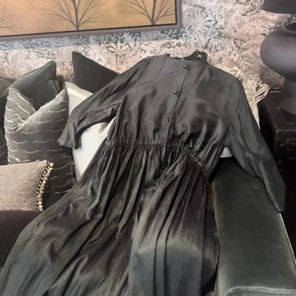 Christian Peau Silk Gathered Waist Dress in Kale. NWT - Picture 7 of 8